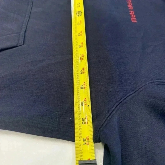 G Star Raw Hoodie Mens S Navy Pullover Striped Embroidered Logo - Picture 7 of 8